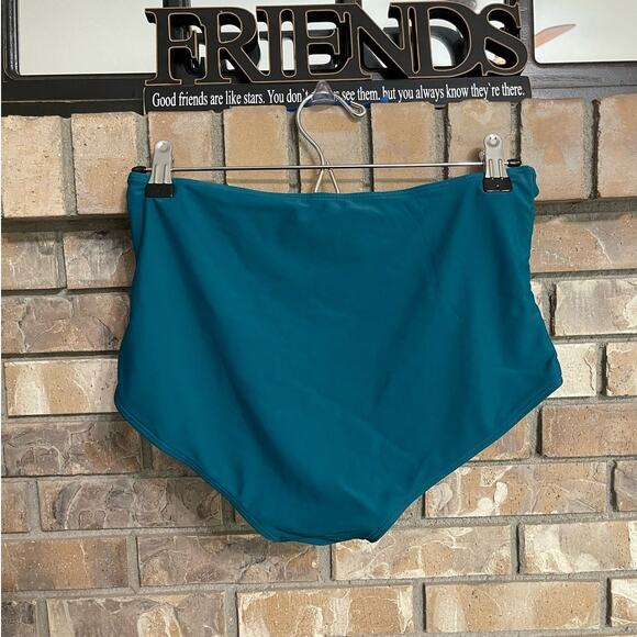 High Waisted Cheeky Teal Bikini Bottoms - Picture 2 of 3
